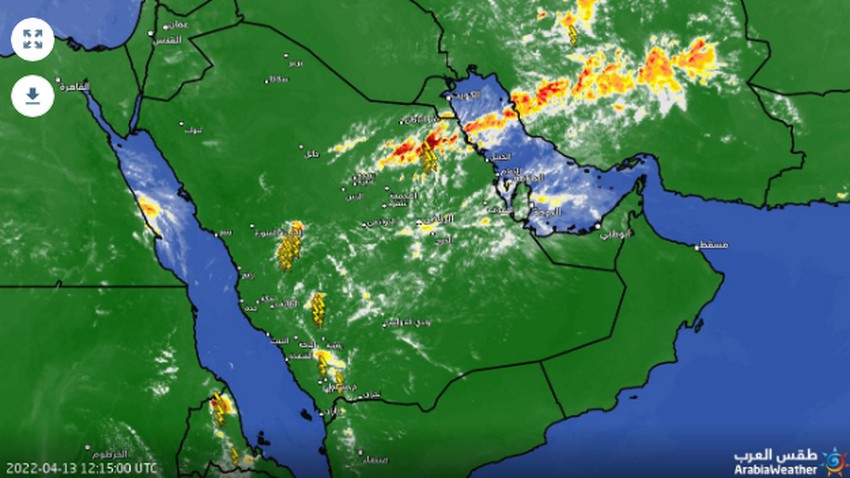 السعودية - تحديث 4:00م | نشاط لافت للسحب الرعدية في شرق المملكة وأجزاء من غربها