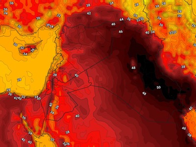 50 degrees Celsius in eastern Syria and large temperature differences between eastern and western Syria