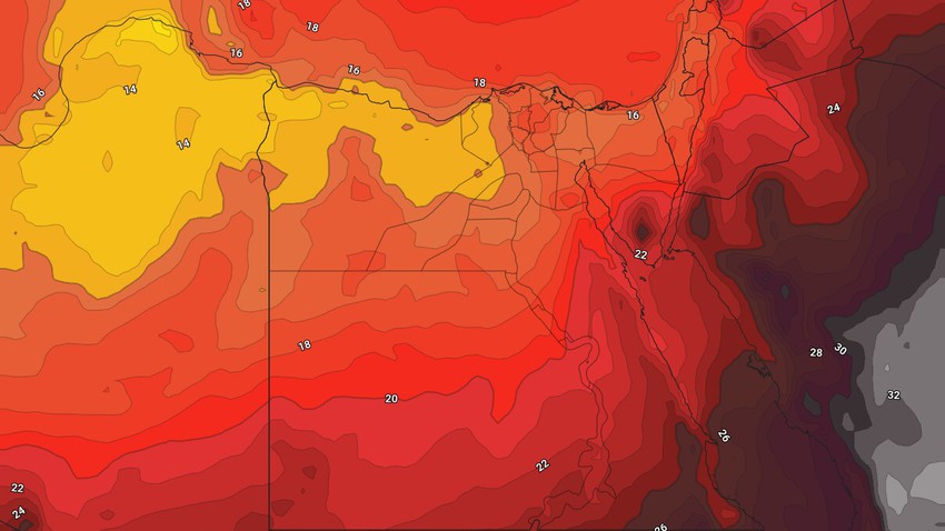 مصر | اندفاع كتلة هوائية أقل حرارة الثلاثاء والأربعاء وفُرصة لزخات محلية من الأمطار في بعض المناطق