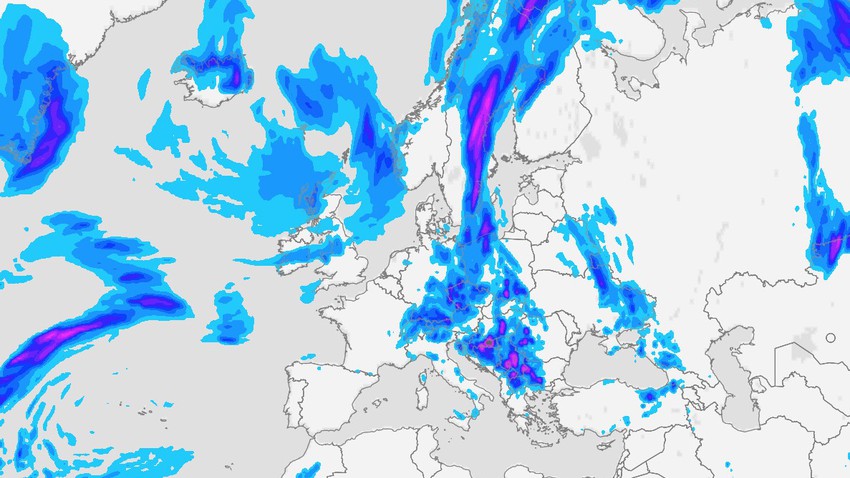 After the severe drought .. very heavy rains are the prominent feature in many countries of the European continent in the coming days
