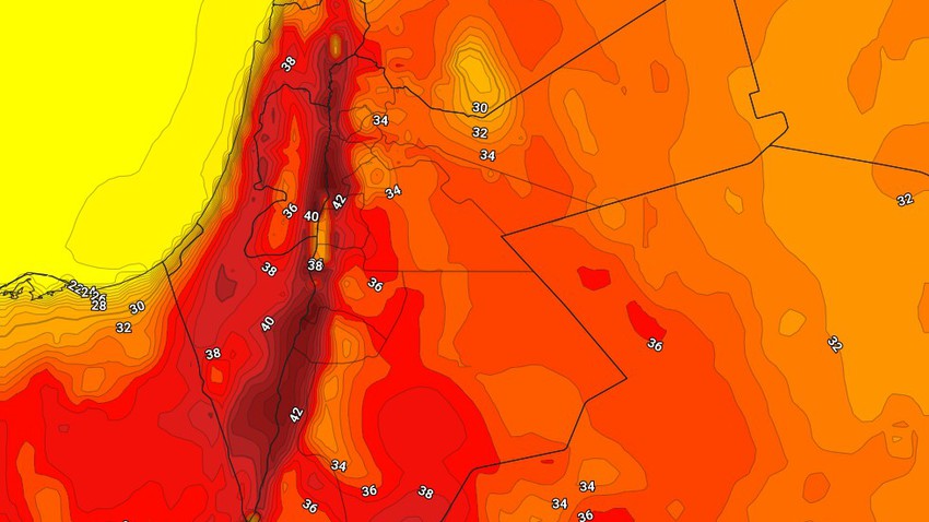 Jordanie | L&#39;effet de la masse d&#39;air chaud a augmenté le samedi 14-5-2022