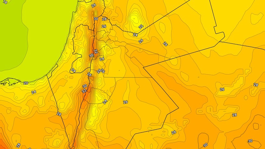 الأردن | استمرار درجات الحرارة أعلى من مُعدلاتها السبت وهبوب للرياح الشرقية فجر وصباح الأحد