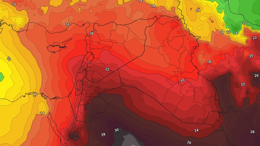 Jordan | Relatively hot air mass and noticeable rise in temperatures at the end of the week