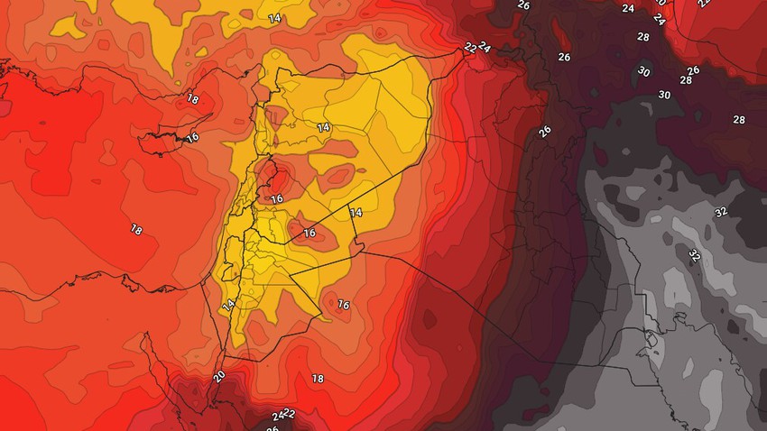 الأردن | مؤشرات على كتلة هوائية مُعتدلة تجلب المزيد من الانخفاض على درجات الحرارة مُنتصف الأسبوع   
