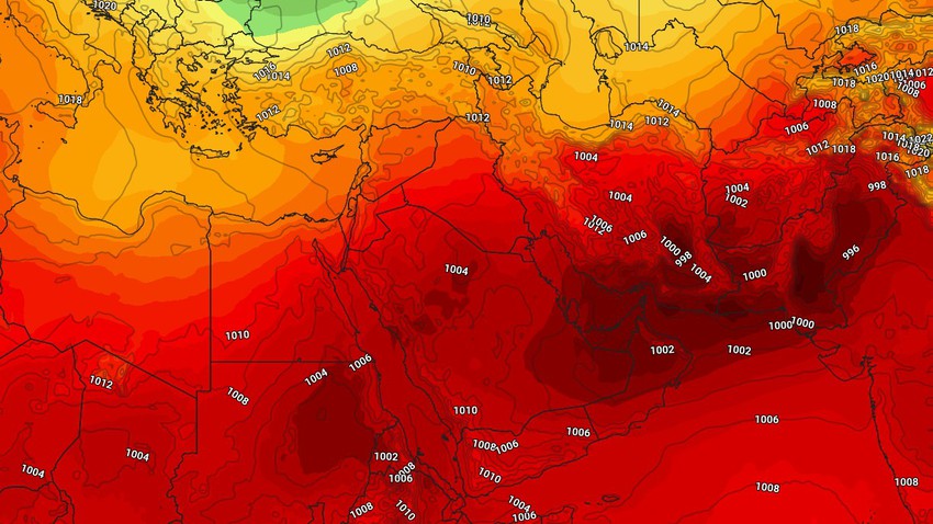 الخليج العربي | طقس حار وارتفاع فرص الغُبار من جديد خاصة على السعودية والكويت 
