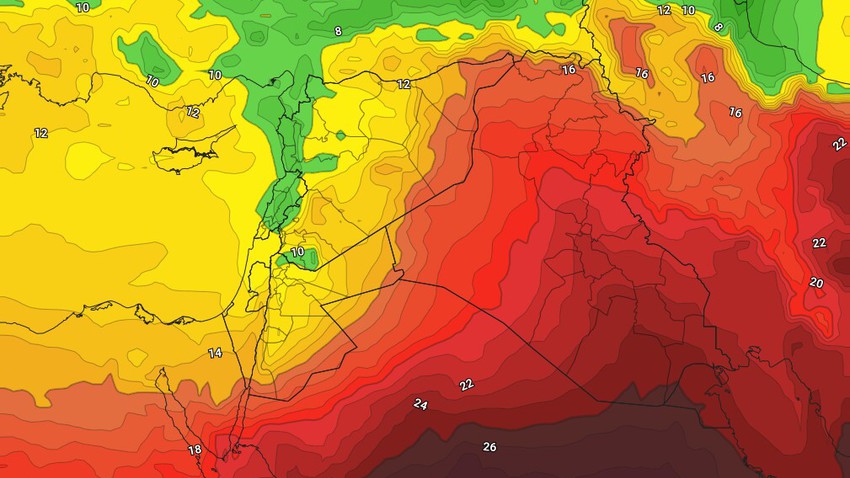 النشرة الأسبوعية للعراق | كتلة هوائية حارة تؤثر على الدولة إعتباراً من مُنتصف الأسبوع  