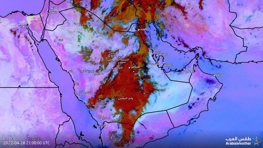 السعودية - تحديث 12:20 مُنتصف الليل | سحابة ضخمة تؤثر على أجزاء واسعة من منطقة الرياض والعاصمة وصولاً لنجران