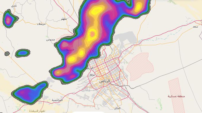 الرياض - تحديث 6:30م : أمطار رعدية تؤثر على أجزاء من العاصمة بعد قليل 