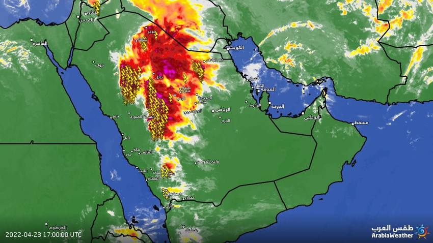 السعودية - 08:20 ليلاً : آخر مُستجدات الحالة الجوية الماطرة المُؤثرة على المملكة وتفاصيل الساعات القادمة