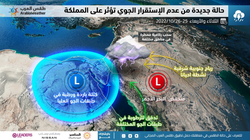 الأردن: حالة جديدة من عدم الاستقرار الجوي تؤثر على المملكة الثلاثاء والأربعاء وتستدعي الإنتباه من تشكل السيول المُفاجئة في بعض المناطق