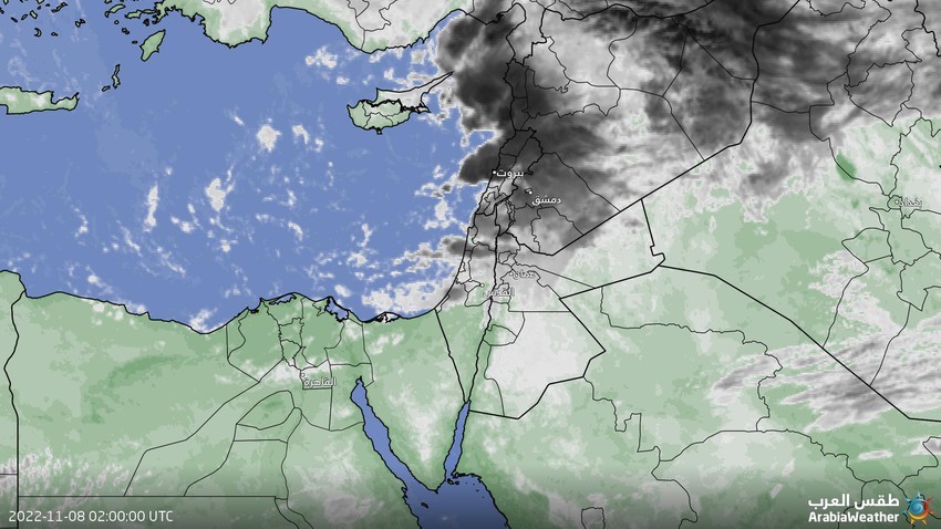 الأردن - تحديث 5:20 صباحاً: بداية تأثير المُنخفض الجوي على المملكة و أمطار في أجزاء من شمال و وسط المملكة
