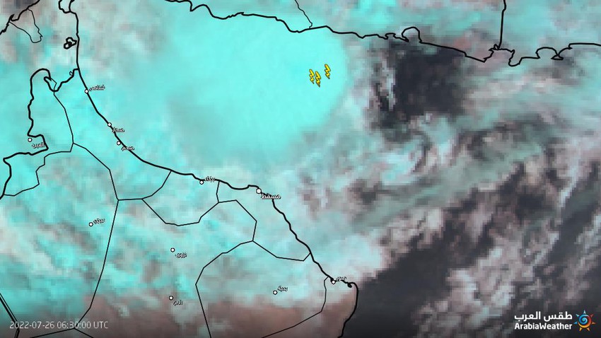 تحديث 11:00 صباحاً | تواجد سحب ركامية في بحر عُمان تمتد إلى المناطق الساحلية مع احتمال هطول أمطار مُتفاوتة الغزارة الساعات القادمة