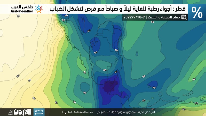 قطر و البحرين.. طقس حار و نسب الرطوبة تقترب صباحاً من 100% في بعض المناطق و الضباب وارد خلال عطلة نهاية الأسبوع