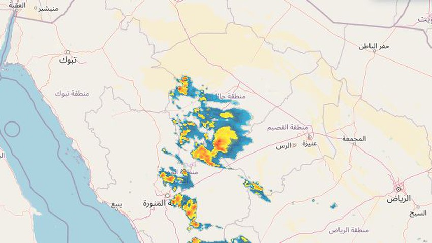 السعودية - تحديث 5:30م | السُحب الرعدية تتحرك نحو منطقة حائل وتزايد فُرص الأمطار الساعات القادمة