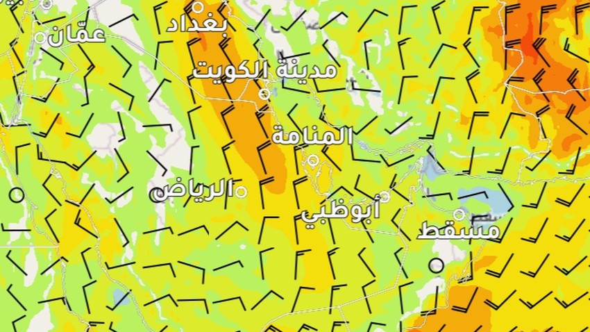 هام | موجات غُبارية تبدأ من جنوب العراق وتمتد للكويت إعتباراً من الخميس