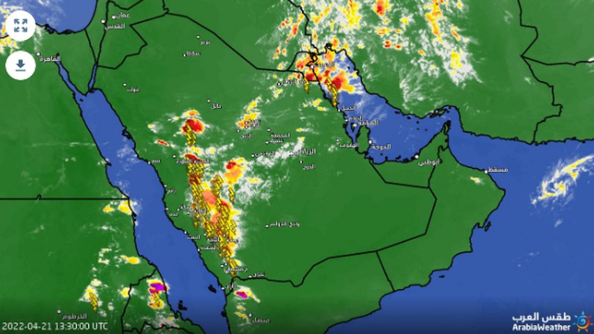 الرياض | مراقبة تطور سحب ركامية في سماء العاصمة وارتفاع فرص الأمطار والغبار الساعات القادمة