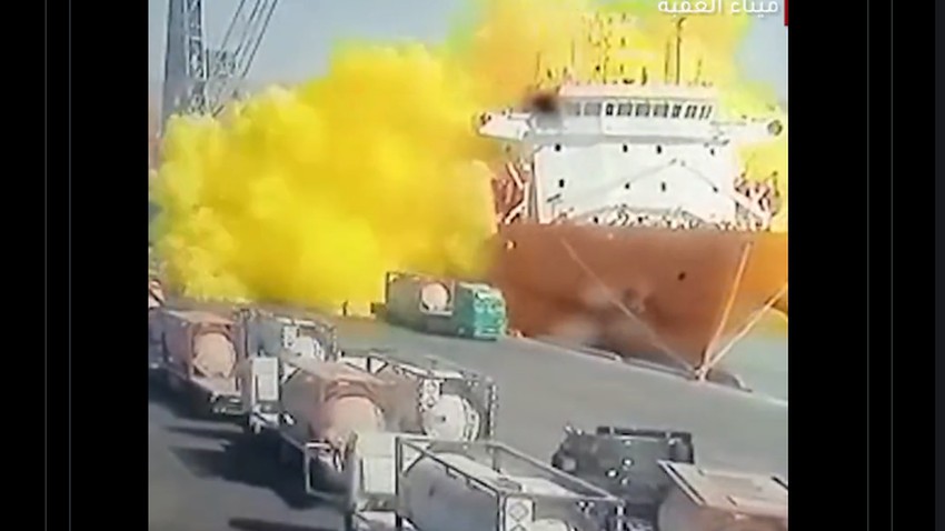 Video | Watch the moment the tank fell and toxic gas leaked in the port of Aqaba