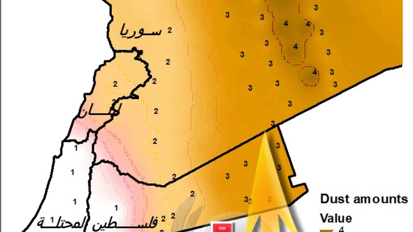 كتلة هوائية حارة ستؤثر على سوريا وشرق الأردن مصحوبة بعاصفة رملية شديدة