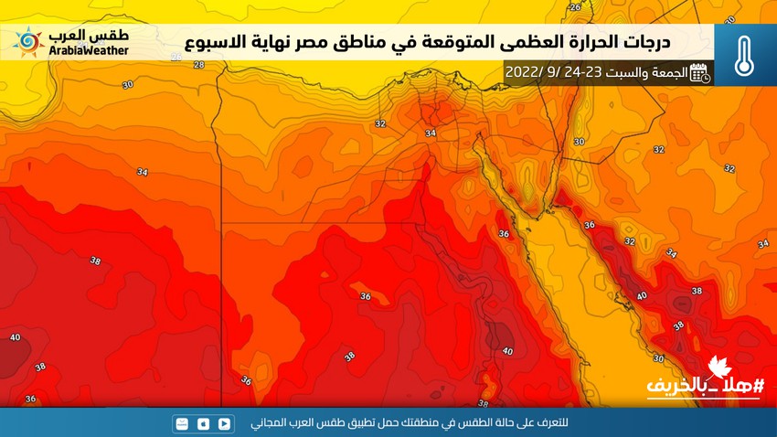 مصر | أجواء حارة نسبيا الى حارة خلال عطلة نهاية الأسبوع وبداية فصل الخريف فلكيا