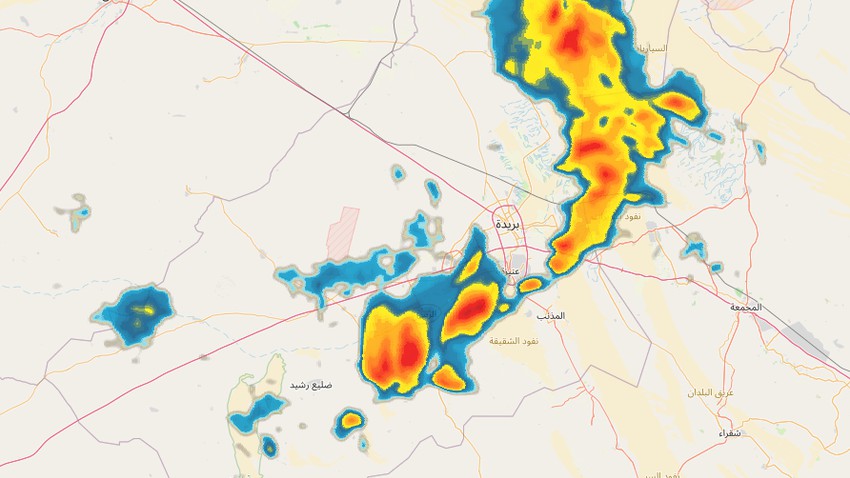 السعودية - تحديث 8:35 مساءً: سحب رعدية مُمطرة تؤثر على أجزاء عِدّة من القصيم