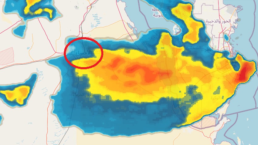 السعودية | مراقبة احتمالية اندفاع السحب الماطرة من قطر نحو الشرقية والإحساء خلال الساعة القادمة