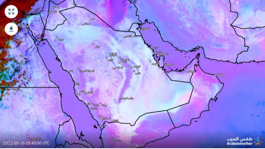 Important - 9:10 am | Monitoring the rush of a dense wave of dust from Iraq and the possibility of its direct impact on Hafar Al-Batin and eastern Saudi Arabia today