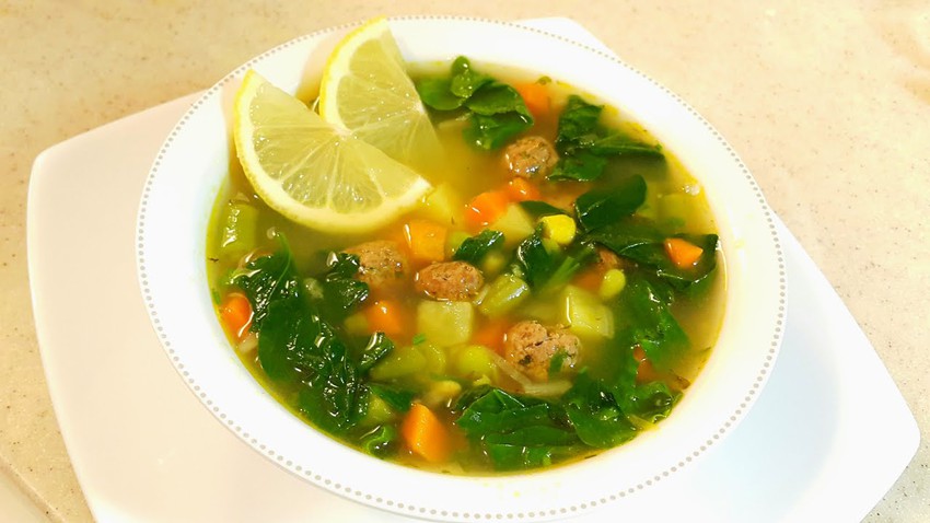 Ramadan soups | Spinach soup with meatballs
