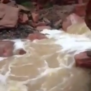 شاهد كيف حفرت السيول طريقها بين الجبال في حرّة تبوك