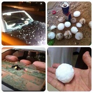 صور مرعبة : برد بحجم فناجين القهوة في الجوف 