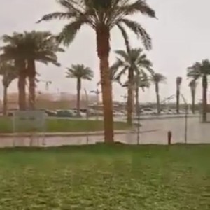 بالفيديو: تساقط كثيف للبرد يبث البهجة في نفوس شباب جامعة شقراء  