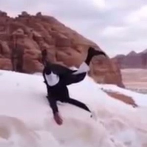 When a Saudi sees snow for the first time in his life!