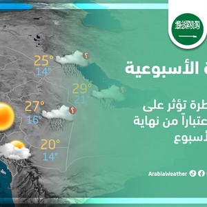 السعودية - النشرة الأسبوعية | حالة ماطرة تؤثر على المملكة اعتباراً من نهاية الأسبوع | الأحد 2-4-2023