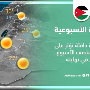 الأردن - النشرة الجوية الأسبوعية | كتلة هوائية دافئة تؤثر على المملكة مُنتصف الأسبوع و أخرى في نهايته | الأحد 2-4-2023
