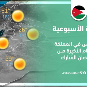 الأردن - النشرة الاسبوعية | حالة الطقس في الأردن خلال الأيام الأخيرة من شهر رمضان المُبارك | الأحد 16-4-2023