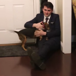 بعد غيابه لعامين: كلب يقفز فرحاً عند رؤية صاحبه