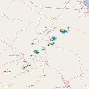 تحديث 12:40صباحاً | سُحب رعدية تؤثر على أجزاء من شمال منطقة الرياض وأجزاء من القصيم