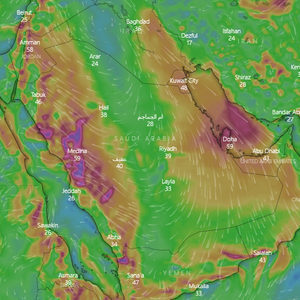 السعودية | تفاصيل توقعات الرياح النشطة والغبار خلال الـ 48 ساعة القادمة