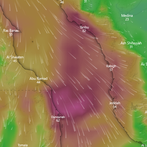 السعودية | رياح نشطة وبحر مضطرب على سواحل البحر الأحمر بين جدة وينبع