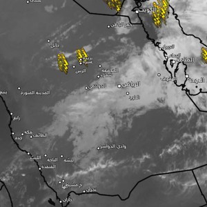 السعودية الساعة 12:40 ليلاً | تتعرض منطقة شمال القصيم في هذه الأثناء لسحب رعدية مرفقة بهطول أمطار غزيرة مصحوبة بالرعد وهطول كثيف للبرد في بعض المناطق