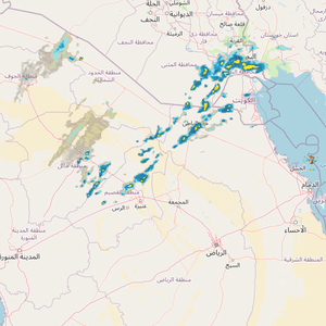 السعودية - 3:00م | بدء الأمطار على أجزاء من حفر الباطن وحائل والقصيم