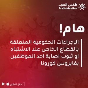 طالع من هنا الإجراءات الحكومية المتعلقة بالقطاع الخاص عند الاشتباه او ثبوت اصابة احد الموظفين بفايروس كورونا