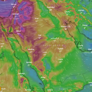 السعودية | بهبات تتجاوز الـ 80 كم .. نشاط للرياح وغبار محتمل في بعض المناطق يوم الاثنين
