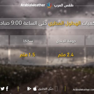 السعودية | كميات الامطار الهاطلة على المملكة حتى الساعة 10:00 من صباح الأحد 