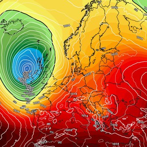 منخفض جوي مبكر وكتلة هوائية باردة جدًا على غرب أوروبا يترافق بالأمطار وأولى التساقطات الثلجية