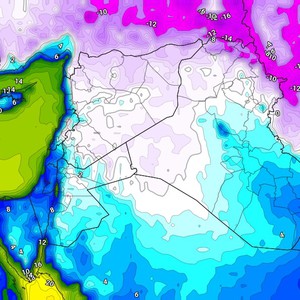 Extremely cold weather in 6 Arab countries, with temperatures approaching zero degrees Celsius.