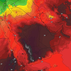 السعودية | اشتداد الأجواء الحارة في الرياض يوم الثلاثاء واستمرار فرص الامطار في العديد من المناطق