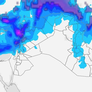 سواحل بلاد الشام تحظى بكميات أمطار كبيرة وزخات ثلجية على قمم سوريا ولبنان الأيام القادمة