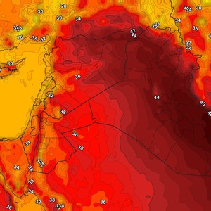 العراق | درجات الحرارة حول لأعلى من مُعدلاتها المُعتادة نسبةً لمثل هذا الوقت من العام الأيام القادمة