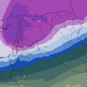 الأردن | زخات ثلجية مُتوقعة فوق قمم العاصمة عمان التي يزيد ارتفاعها عن 1000 بعد مُنتصف ليل الخميس/الجمعة 