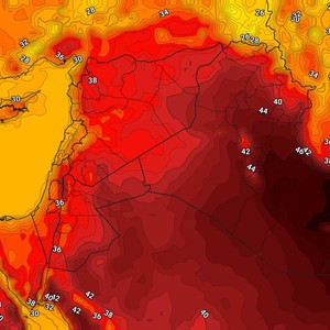 العراق | إستمرار الكتلة الهوائية شديدة الحرارة وحالة محدودة من عدم الاستقرار الجوي 